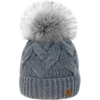 Fashionweek dámská čepice vlněn s bambulí Wool Vlna šedý