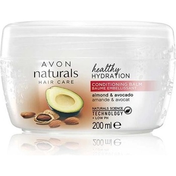 Avon Naturals hydratační balzám na vlasy s mandlovým olejem a avokádem pro suché a poškozené vlasy 200 ml