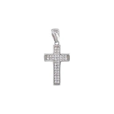 Infinitysilver Stříbrný přívěsek křížek s dvěma řadami zirkonů OP001