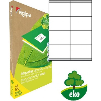 Etikety univerzálne recyklované 105x70mm Agipa A4 100 hárkov