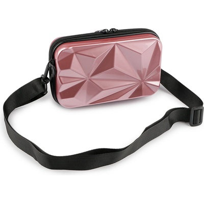 Dámská skořepinová kabelka pouzdro crossbody s popruhem 18x11 cm 2 pudrová