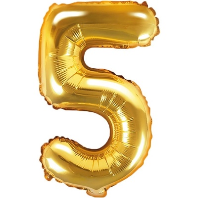 PARTYDECO Balón foliový číslice ZLATÁ 35 cm 5 NELZE PLNIT HELIEM