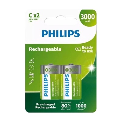 Philips R14B2A300/10 ELEMENTS R14 "C" 3000mAh 2-BLISTER (R14B2A300/10)
