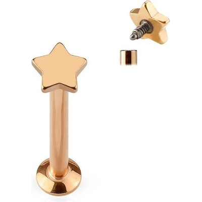 Šperky4U piercing do brady labreta zlacená LB1036RD-1208