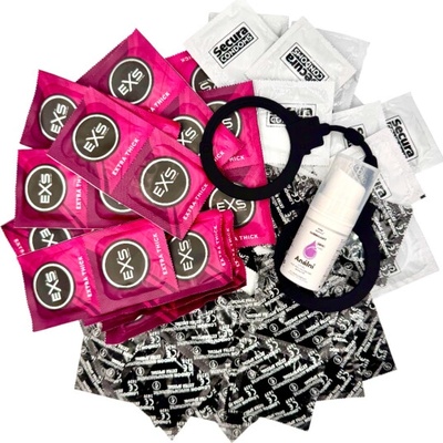 Sada zesílených kondomů Anal pack 72 ks + SE anální lubrikační gel 15ml + erekční kroužek