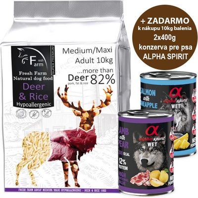 Fresh Farm Adult Medium&Maxi Intolerance Deer & Rice 10 kg