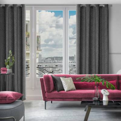 Eurofirany Závěs 140 x 250 cm sametový černý s kovovými kroužky Pierre Cardin