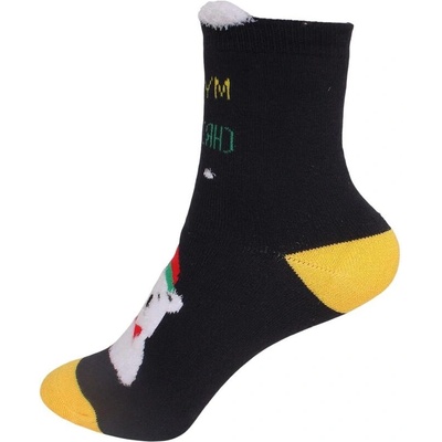 Дамски коледни термо чорапи в черно и жълто с мече