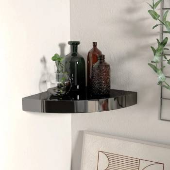 vidaXL 323889 Floating Corner Shelf High Gloss Black 25x25x3, 8 cm MDF (323889)