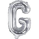 PartyDeco Балон от фолио Mini - Буква G 35см сребърен