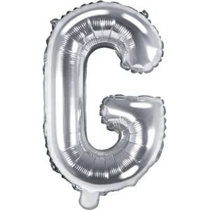 PartyDeco Балон от фолио Mini - Буква G 35см сребърен
