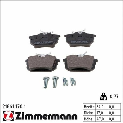 Sada brzdových destiček, kotoučová brzda ZIMMERMANN 21861.170.1