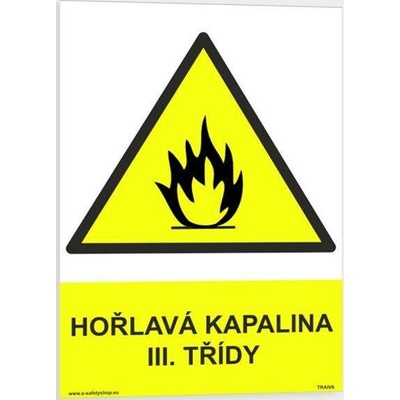 Traiva s.r.o Hořlavá kapalina III. třídy Verze: Samolepka 210 x 297 mm (A4) tl. 0.1 mm - Kód: 08176