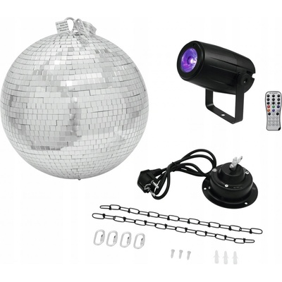 Eurolite Set zrcadlová koule 30cm s LED RGB spot IR