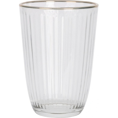 EH Excellent Houseware Rýhovaná sklenice se zlatým okrajem 395 ml
