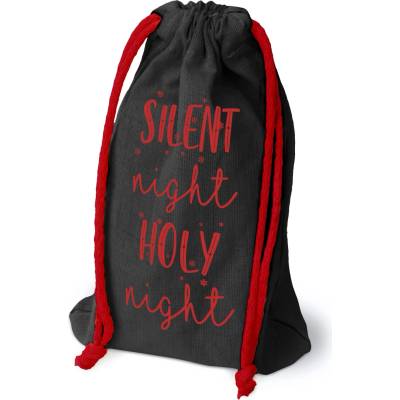 VIANOČNÉ BAVLNENÉ VRECKO na ALKOHOL 15x30 cm 145g ČIERNE Silent Night