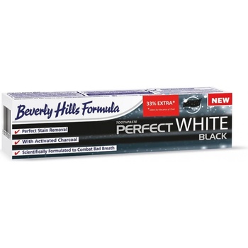 Beverly Hills Formula Perfect White Black bieliaca zubná pasta s aktívnym uhlím pre svieži dych príchuť Fresh Mint 100 ml