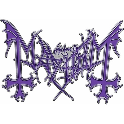 RukaHore odznak Mayhem pin badge purple logo