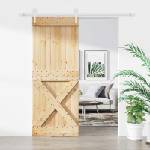 vidaXL Преплъзваща се врата Естествено и бяло 90 x 210 cm (3445174)