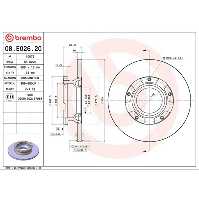 Brzdový kotúč BREMBO 08.E026.20 (08E02620)