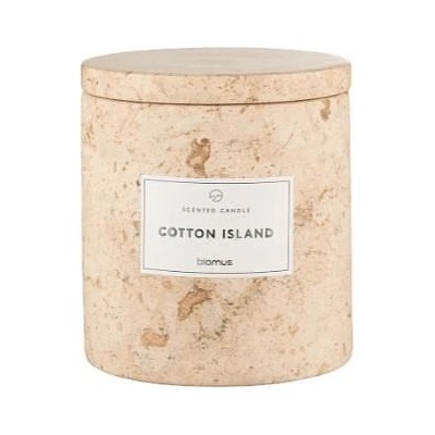 Blomus (Германия) Ароматна свещ BLOMUS FRABLI с аромат Cotton Island - Ø10 х h11 см - цвят травертин (BLOMUS 65450)