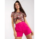 Elegantní šortky S OPASKEM DHJ-SN-15776.01P-FUCHSIA PINK fuschiové