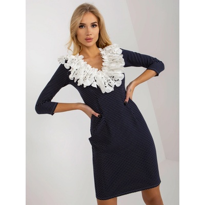 Vypasované bodkované šaty LK-SK-505976.28 navy