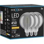 Mexen Vintis 3x LED спиралова нишка крушка E27, G125, 8W, Топла - 2200K, 450 lm, опушен (L168-E27-0822-70x03)