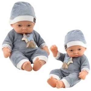 LEAN Toys Baby Doll in Gray Pajamas with Stars Hat