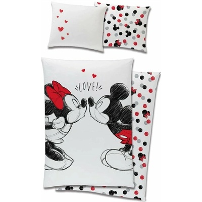 Carbotex bavlna obliečky Minnie & Mickey Mouse motív Love 100% bavlna Renforcé 90x70 140x200