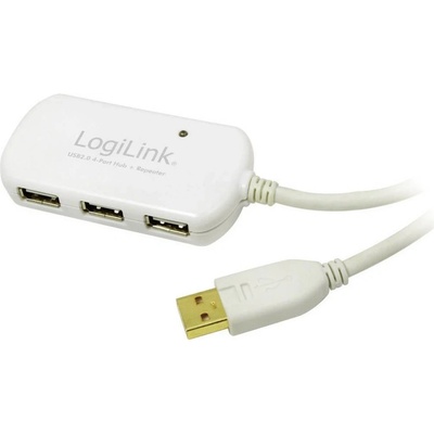 LogiLink UA0108 USB, USB 2.0 USB-A zástrčka, USB-A zásuvka, 12m, bílý
