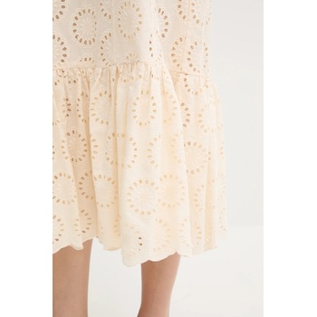 TWINSET Памучна рокля Twinset в бежово среднодълга разкроена 251TT2361 (251TT2361)