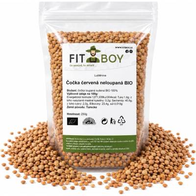 Fitboy Čočka červená neloupaná BIO 250 g
