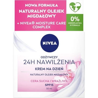 NIVEA_24H Hydratační výživný denní krém pro suchou a citlivou pleť SPF50 50 ml