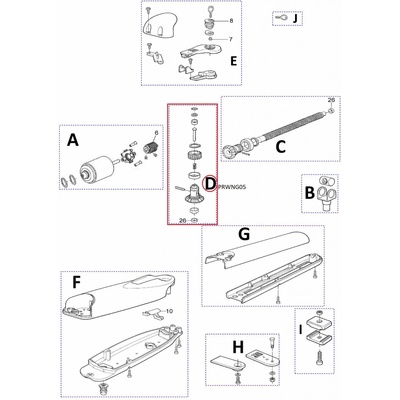 PRWNG05 kit ozubených koliesok pre motory Wingo WG4024, WG5024, WG3524HS