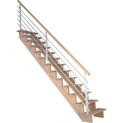 StarWood Schody Lindos Pro dubové rovné 80cm otevřené design. nerez. zábradlí