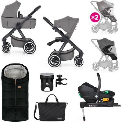 PETITE&MARS kombinovaný ICON 2v1 Dove Grey XXL AIR + Core Pro i-Size Black Grey + Báza 2025