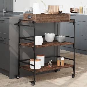 vidaXL Кухненска количка, кафяв дъб, 81, 5x41x92, 5 см, инженерно дърво (842345)