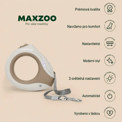 MAXZOO Samonavíjecí vodítko pro psy s LED osvětlením