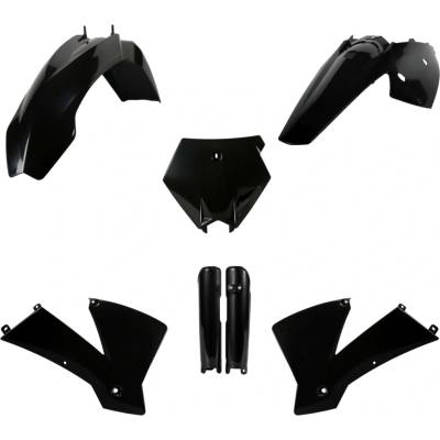 POLISPORT kompletní sada plastů (FULL KIT) KTM SX 03-04 v sadě kryty tlumičů (8399000001) barva černá
