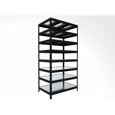 Biedrax Regál do sklepa 60 x 120 x 240 cm, černý, 8 polic plech zinek, nosnost 150 kg na polici
