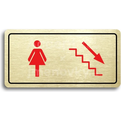 ACCEPT Piktogram WC ŽENY VPRAVO DOLŮ - zlatá tabulka - barevný tisk