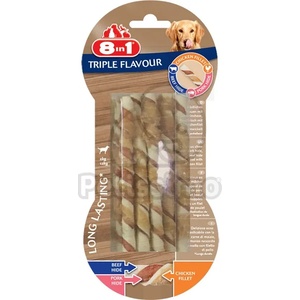 8in1 Triple Flavour - Лакомство за награда, троен аромат в усукана пръчица 10 бр