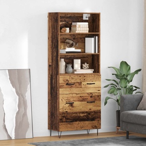 vidaXL Висок шкаф 2 бр. Старо дърво 69, 5 x 34 x 180 см (3415702)