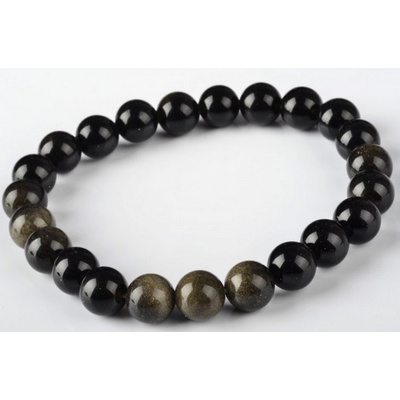 Náramek obsidián zlatý 8mm
