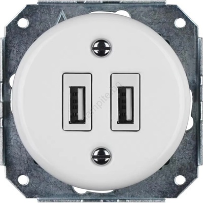 Bohemia Design -Порцеланова ретро USB захранваща розетка без рамка 2x USB-A бяла (BF0022)
