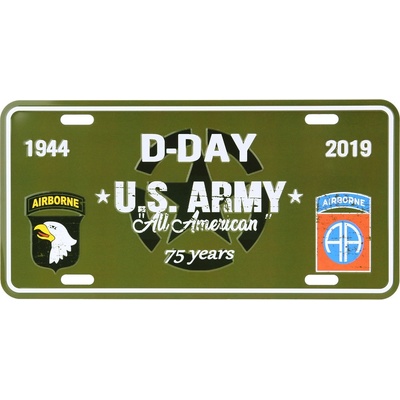 Cedule plechová Licence D-Day US Army - olivová