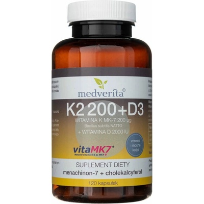 Medverita Vitamín K Vitamk7 200 mcg + Vitamín D3 2000 IU 120 kapsúl