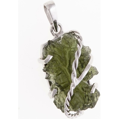 My Moldavite Zlatý přívěsek s přírodním vltavínem 8569