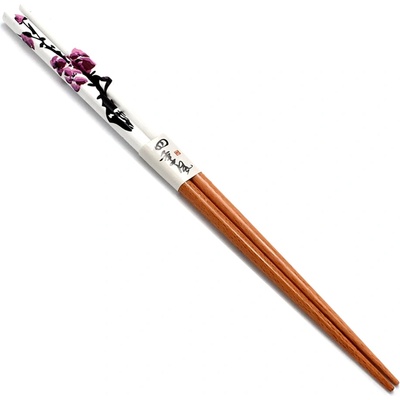 RED SAMURAI Japonské dřevěné hůlky Sakura – dekor bílorůžový 22,5 cm